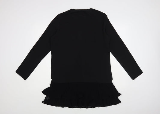 Missguided Womens Black Polyester Shirt Dress Size 10 V-Neck Button