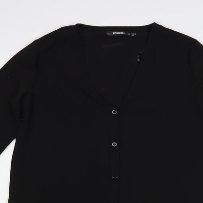 Missguided Womens Black Polyester Shirt Dress Size 10 V-Neck Button