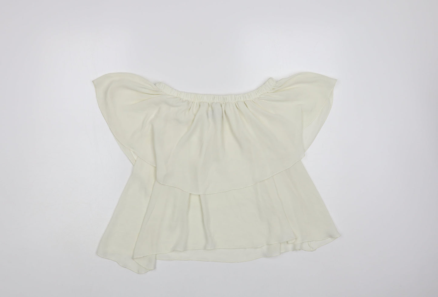 Fresh Womens Ivory Polyester Basic Blouse Size L Off the Shoulder