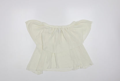 Fresh Womens Ivory Polyester Basic Blouse Size L Off the Shoulder