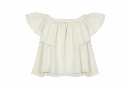 Fresh Womens Ivory Polyester Basic Blouse Size L Off the Shoulder