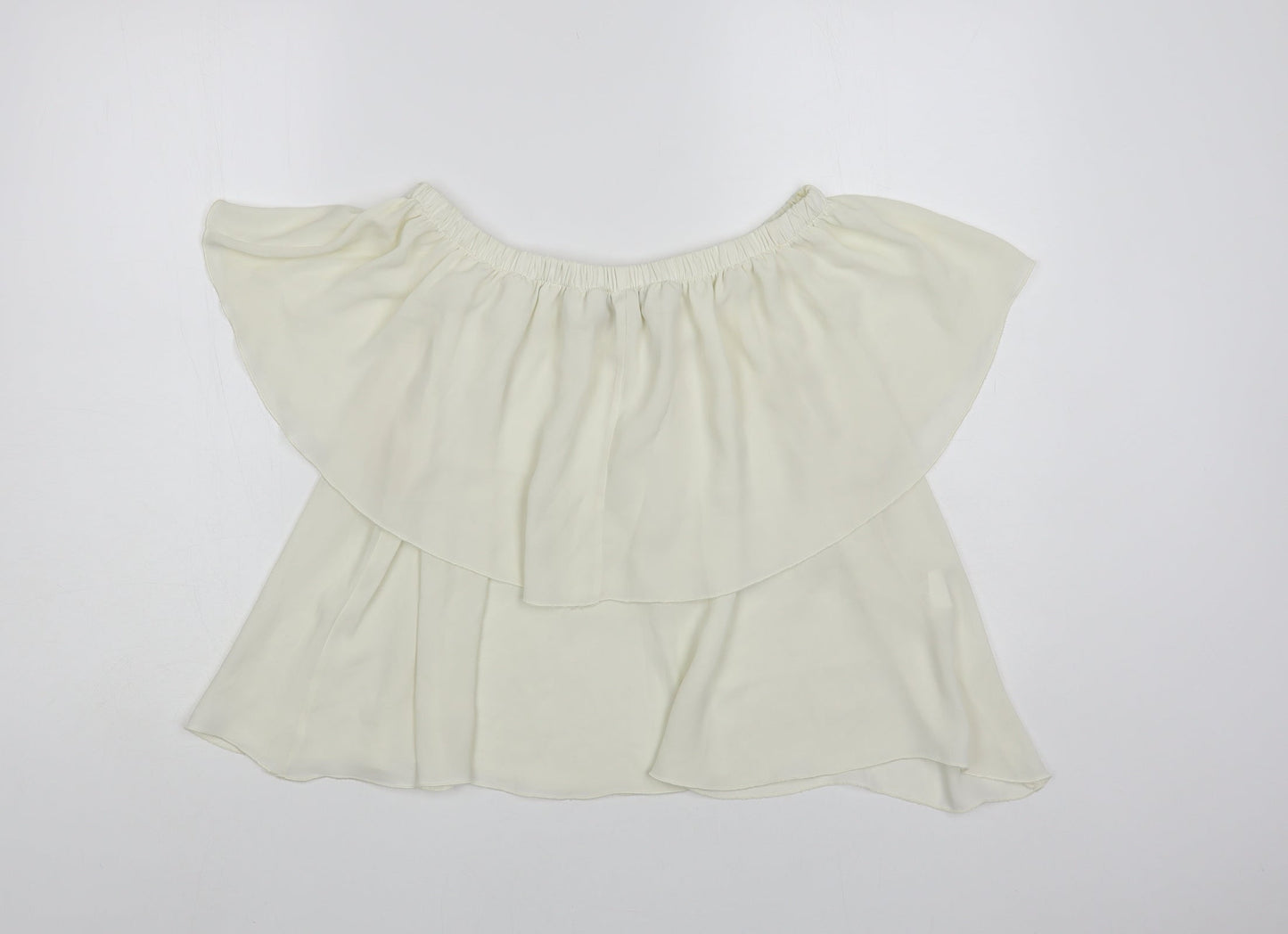 Fresh Womens Ivory Polyester Basic Blouse Size L Off the Shoulder