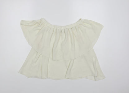 Fresh Womens Ivory Polyester Basic Blouse Size L Off the Shoulder