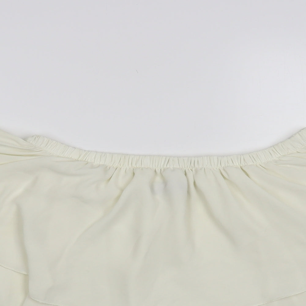 Fresh Womens Ivory Polyester Basic Blouse Size L Off the Shoulder