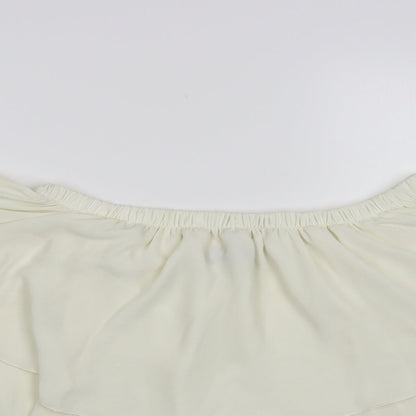 Fresh Womens Ivory Polyester Basic Blouse Size L Off the Shoulder
