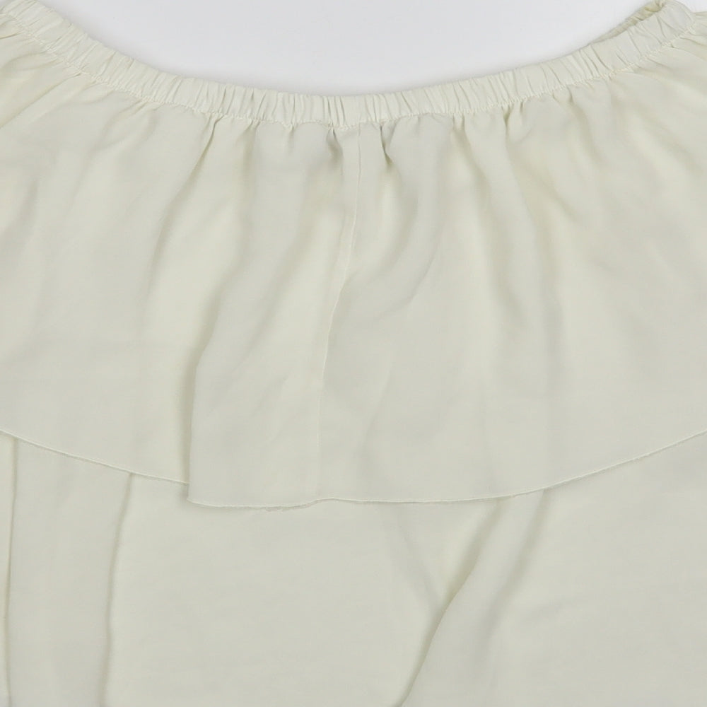 Fresh Womens Ivory Polyester Basic Blouse Size L Off the Shoulder