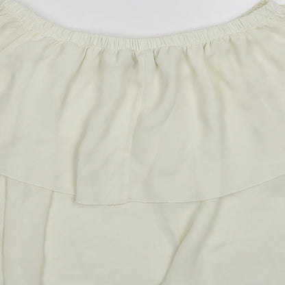 Fresh Womens Ivory Polyester Basic Blouse Size L Off the Shoulder