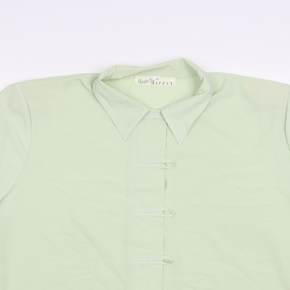 Womens UK Size 18 Christian Marcus Green Basic Button-Up