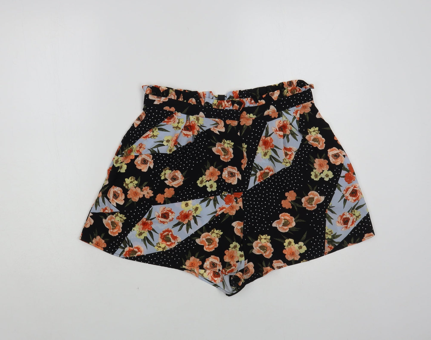 Topshop Womens Multicoloured Floral Polyester Paperbag Shorts Size 10 L3 in Regular Hook & Loop