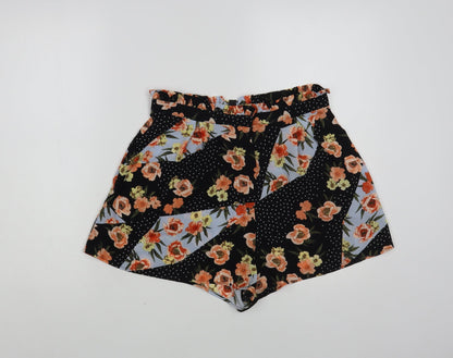 Topshop Womens Multicoloured Floral Polyester Paperbag Shorts Size 10 L3 in Regular Hook & Loop