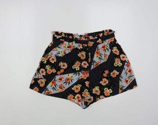 Topshop Womens Multicoloured Floral Polyester Paperbag Shorts Size 10 L3 in Regular Hook & Loop