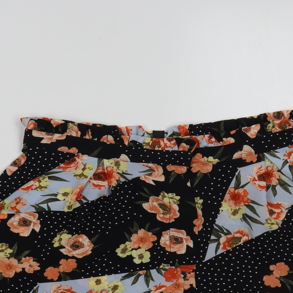 Topshop Womens Multicoloured Floral Polyester Paperbag Shorts Size 10 L3 in Regular Hook & Loop