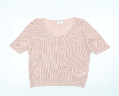 Apricot Womens Pink Acrylic Basic T-Shirt Size S Round Neck