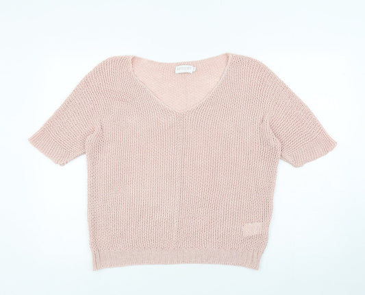 Apricot Womens Pink Acrylic Basic T-Shirt Size S Round Neck