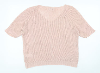 Apricot Womens Pink Acrylic Basic T-Shirt Size S Round Neck