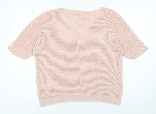 Apricot Womens Pink Acrylic Basic T-Shirt Size S Round Neck
