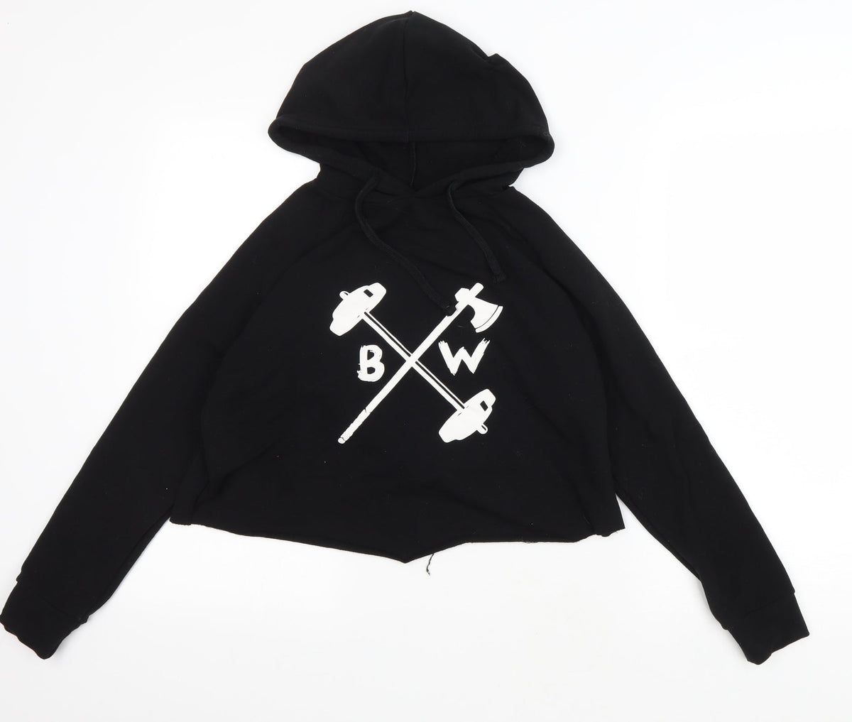 Barbell Warrior Womens Black Cotton Pullover Hoodie Size S Pullover - Logo