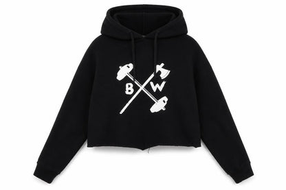 Barbell Warrior Womens Black Cotton Pullover Hoodie Size S Pullover - Logo