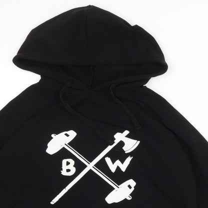 Barbell Warrior Womens Black Cotton Pullover Hoodie Size S Pullover - Logo