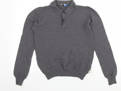 Cerruti Mens Grey Wool Polo Size S Collared Button