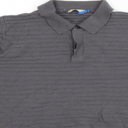 Cerruti Mens Grey Wool Polo Size S Collared Button