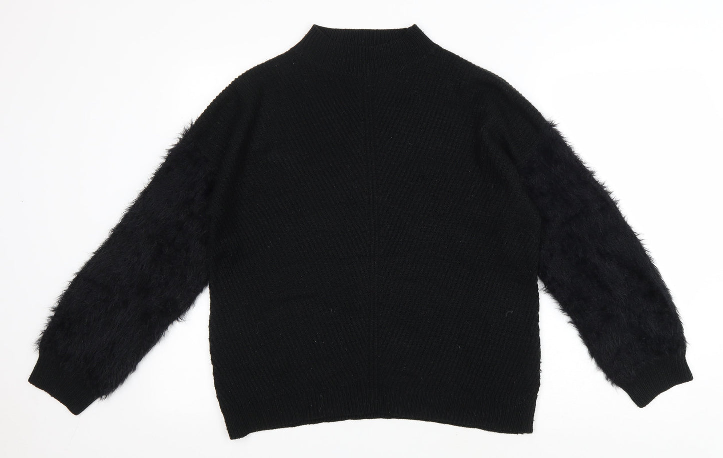 Primark Womens Black Mock Neck Acrylic Pullover Jumper Size 12