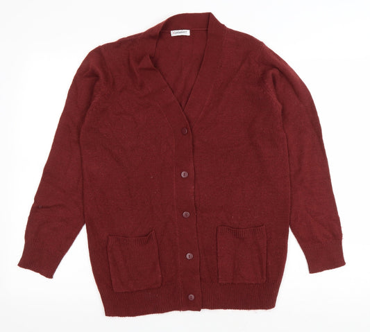 Damart Womens Red V-Neck Acrylic Cardigan Jumper Size 12