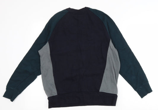 Zara Mens Blue Cotton Pullover Sweatshirt Size S