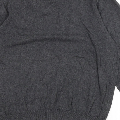 Grorge Mens Grey V-Neck Cotton Pullover Jumper Size M