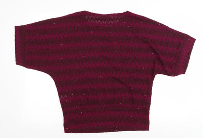 Epilogue Womens Purple Striped Polyester Basic T-Shirt Size 10 Scoop Neck