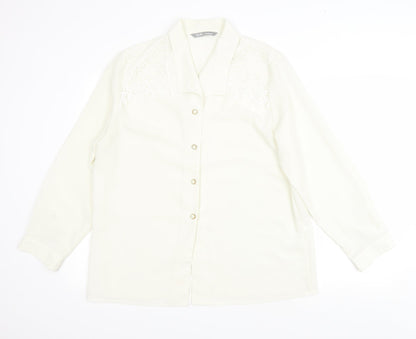 The Pearl Collection Womens Ivory Polyester Basic Button-Up Size 18 Collared - Lace Detail
