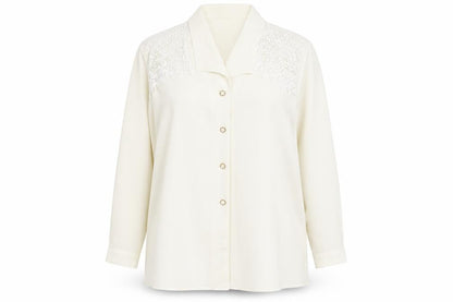 The Pearl Collection Womens Ivory Polyester Basic Button-Up Size 18 Collared - Lace Detail