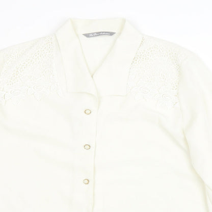 The Pearl Collection Womens Ivory Polyester Basic Button-Up Size 18 Collared - Lace Detail