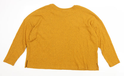 Primark Womens Yellow Round Neck Polyester Pullover Jumper Size XL