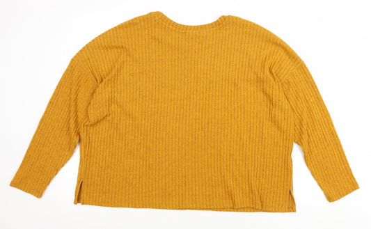 Primark Womens Yellow Round Neck Polyester Pullover Jumper Size XL