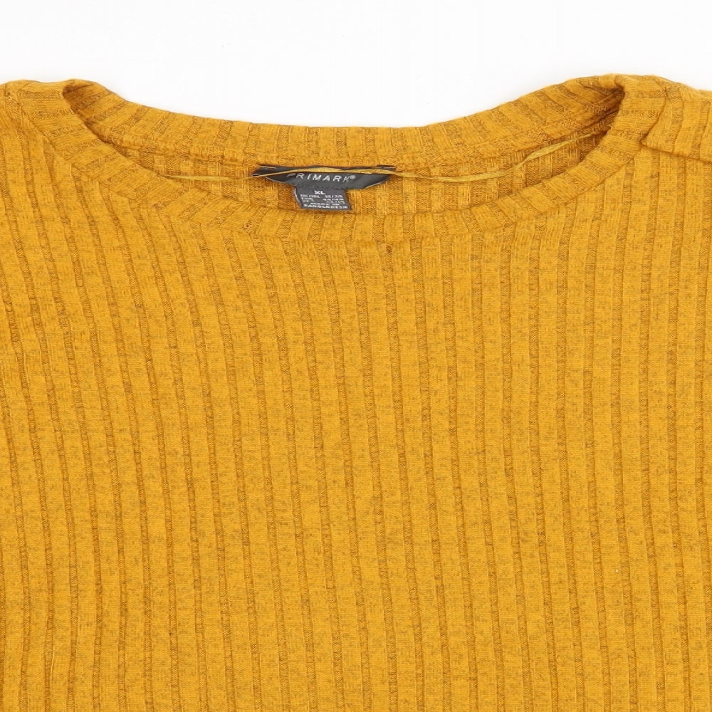 Primark Womens Yellow Round Neck Polyester Pullover Jumper Size XL