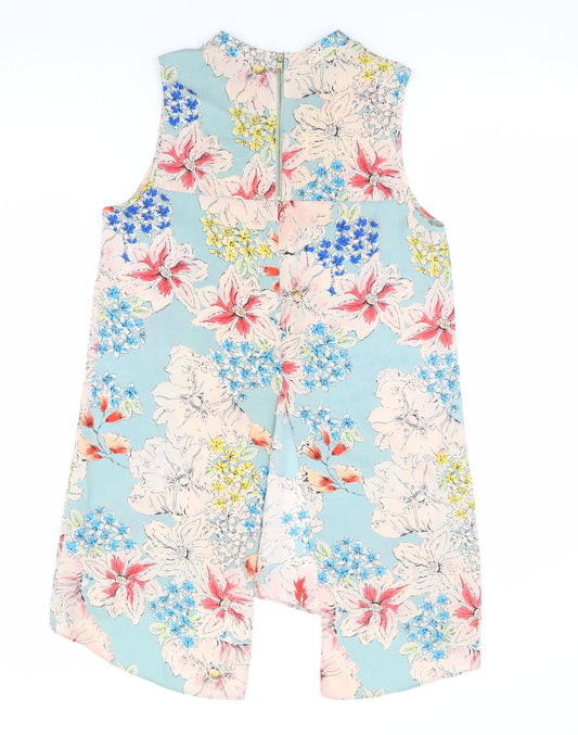 Primark Womens Multicoloured Floral Polyester Tunic Blouse Size 8 Mock Neck - Back Slit