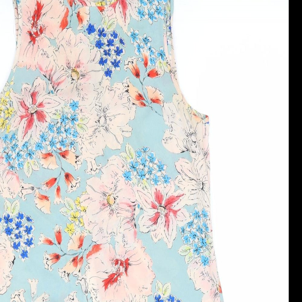 Primark Womens Multicoloured Floral Polyester Tunic Blouse Size 8 Mock Neck - Back Slit