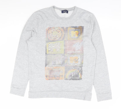 Topman Mens Grey Cotton Pullover Sweatshirt Size M - MTV