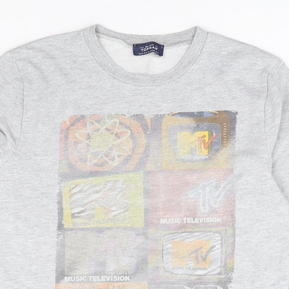 Topman Mens Grey Cotton Pullover Sweatshirt Size M - MTV