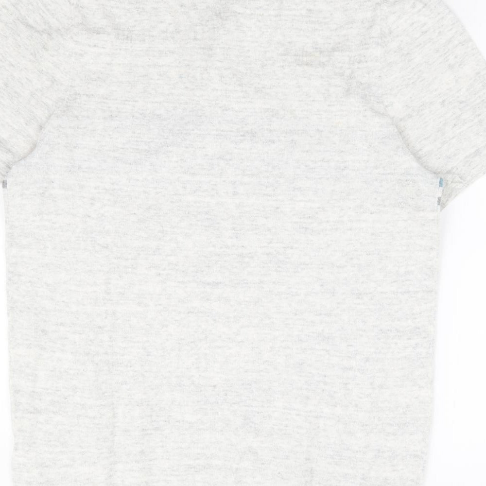 Marks and Spencer Mens Grey Collared Striped Cotton Pullover Jumper Size S