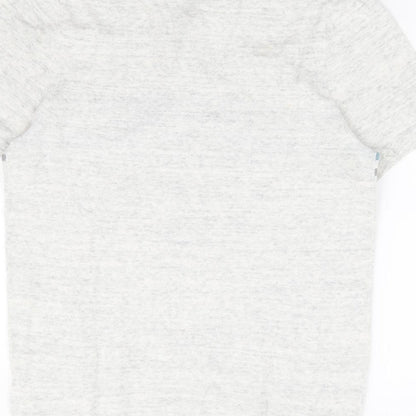 Marks and Spencer Mens Grey Collared Striped Cotton Pullover Jumper Size S