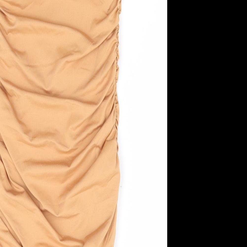 Oh Polly Womens Yellow Polyester Bodycon Size 8 Square Neck Pullover