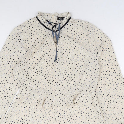 Nasty Gal Womens Ivory Polka Dot Polyester Fit & Flare Size 10 Mock Neck Zip