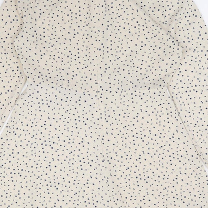 Nasty Gal Womens Ivory Polka Dot Polyester Fit & Flare Size 10 Mock Neck Zip