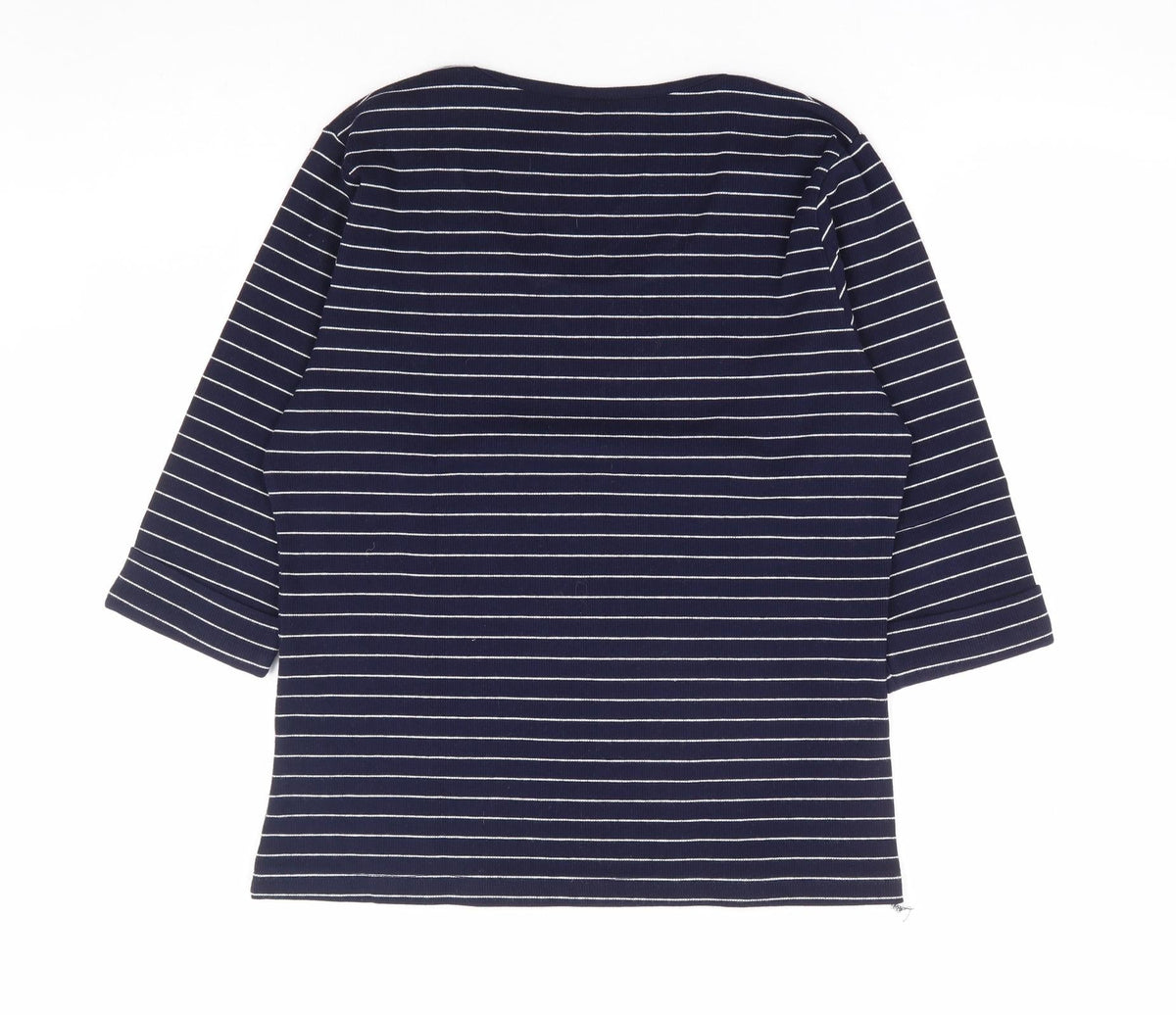 Nightengales Womens Blue Striped Cotton Basic Blouse Size S Scoop Neck