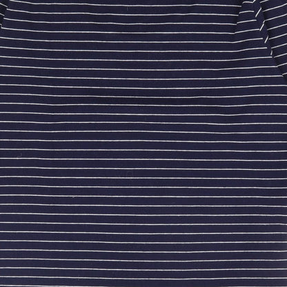 Nightengales Womens Blue Striped Cotton Basic Blouse Size S Scoop Neck