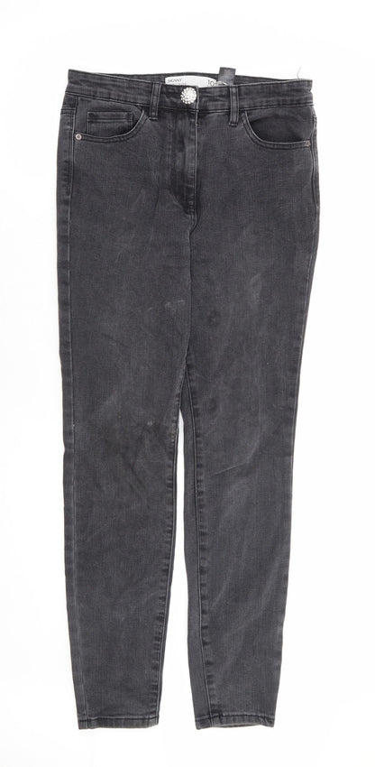 NEXT Womens Black Cotton Skinny Jeans Size 10 L28 in Regular Zip