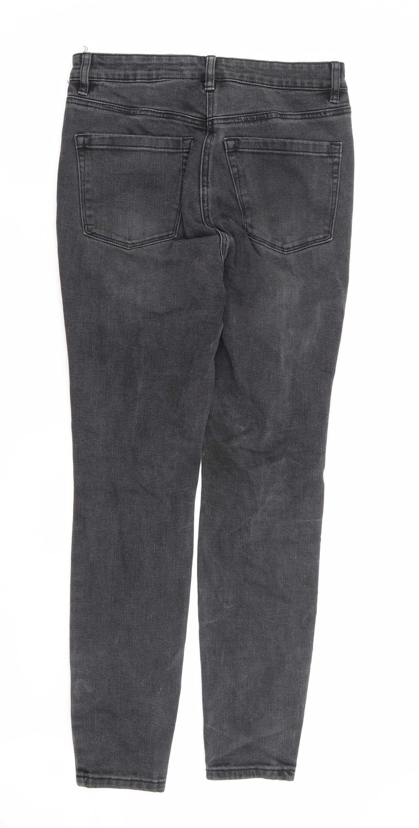 NEXT Womens Black Cotton Skinny Jeans Size 10 L28 in Regular Zip