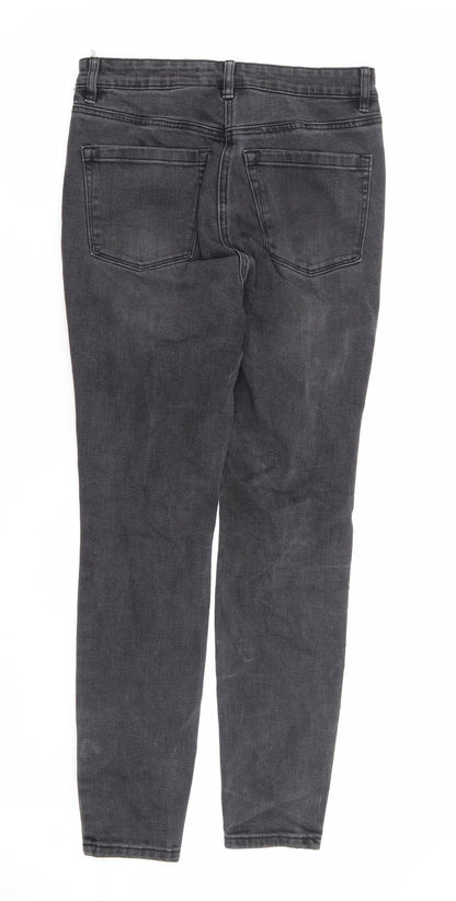 NEXT Womens Black Cotton Skinny Jeans Size 10 L28 in Regular Zip